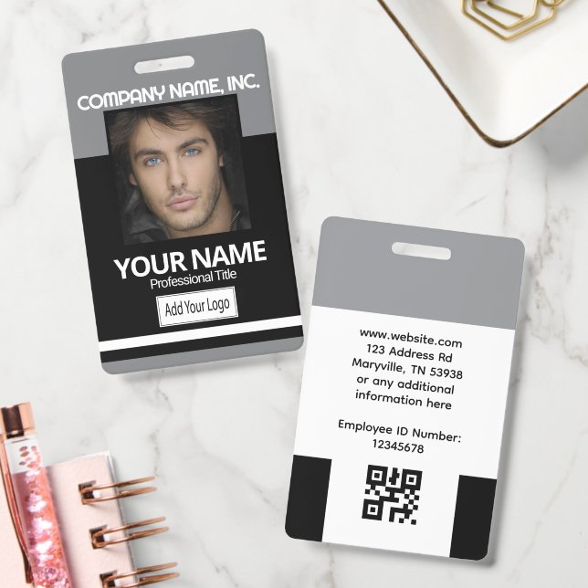 Employee Photo Badge ID - Black and Gray Ausweis (Büro)