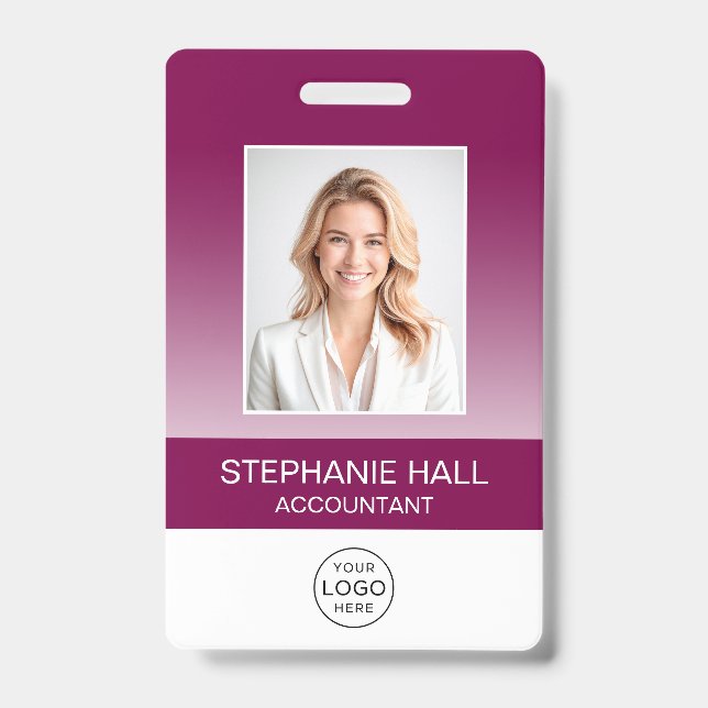 Employee Photo, Logo, Name Gradient Ausweis (Vorderseite)