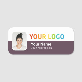 Employee Pin Name Tag or Magnetic with Logo, Photo Namensschild