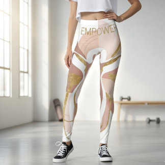 Empower Abstrakte Goldene Frauensilhouette Kunst Leggings