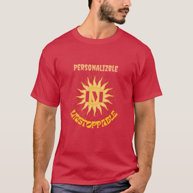 Empowered Sunburst 'I Am Unstoppable' Motivierend T-Shirt (Vorderseite)