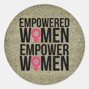 Empowered Women Gold Glitzer Stickers