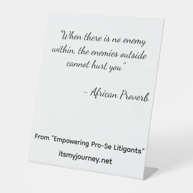 Empowering Pro-Se Pedastal Sockelschild (Vorderseite)