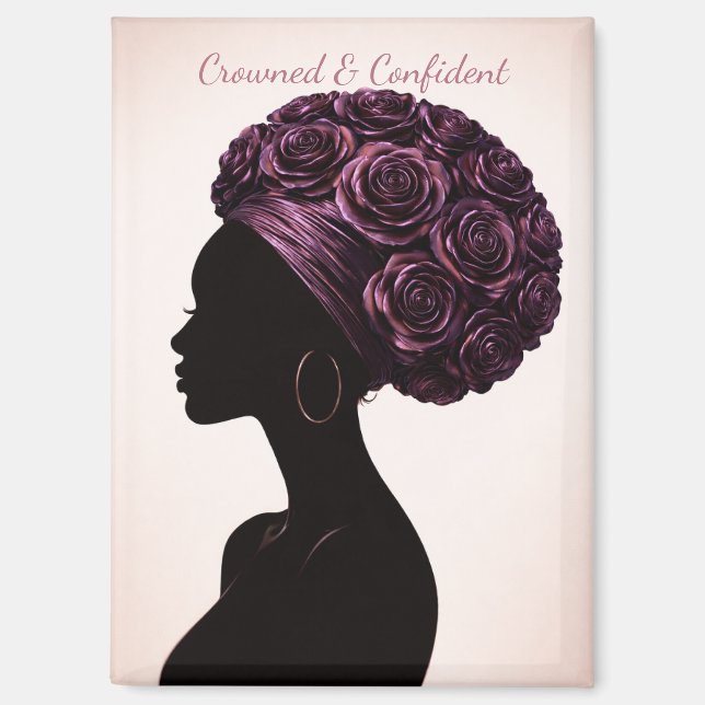 Empowerte schwarze Frau Silhouette Magnet (Vorderseite)
