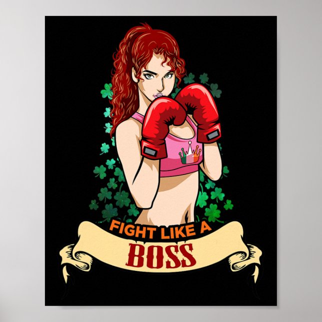 Empowertes starkes irisches Boxen Kickboxen Mädche Poster (Vorne)