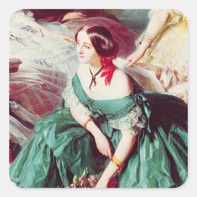 Empress Eugenie und ihre Damen in Wart Quadratischer Aufkleber (Vorderseite)