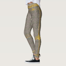 Empress Gold Chain Emblem Black Cream Hahnentrittm Leggings