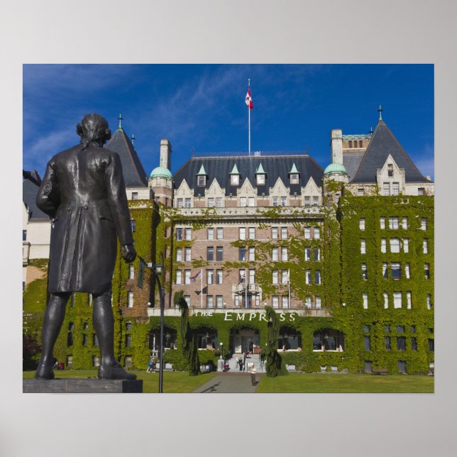 Empress Hotel und Statue von Captain James Cook, Poster (Vorne)