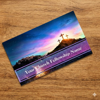 Empty Tomb Three Crosses Sunset Church Pastor Visitenkarte