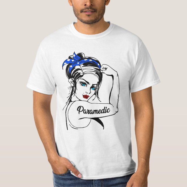 EMS Emergency Paramedic Rosie The Riveter T-Shirt (Vorderseite)