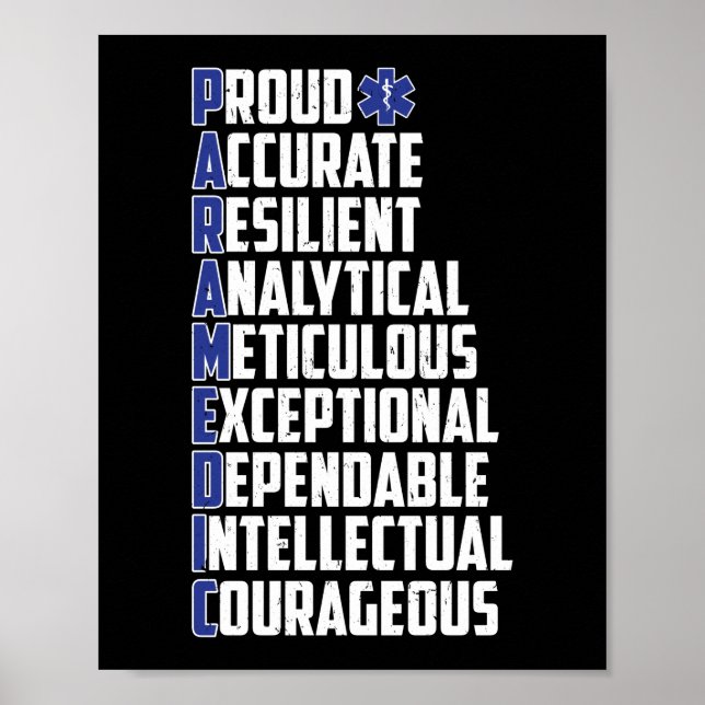 EMS Emergency Paramedic Word Cloud Poster (Vorne)