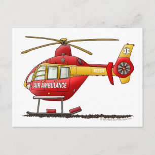 EMS EMT Rescue Medical Helicopter Ambulance Postkarte