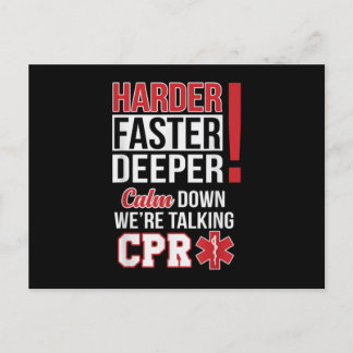 EMS Harder Faster Deeper CPR EMT Medic Nurse Ankündigungspostkarte