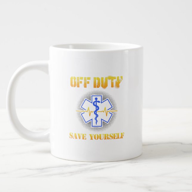 EMS Off Duty Rette sich selbst paramedic Rescue Fu Jumbo-Tasse (Links)