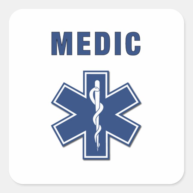 EMS ParaMedic Star of Life Quadratischer Aufkleber (Vorderseite)