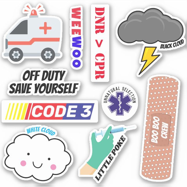 EMS-Spaß, Paramedic-Jokes-Sticker-Pack Aufkleber (Vorderseite)