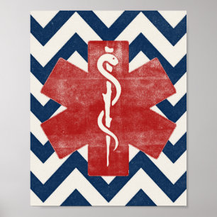 EMS Stern Poster Rettungsdienst Kunstprint Vintage