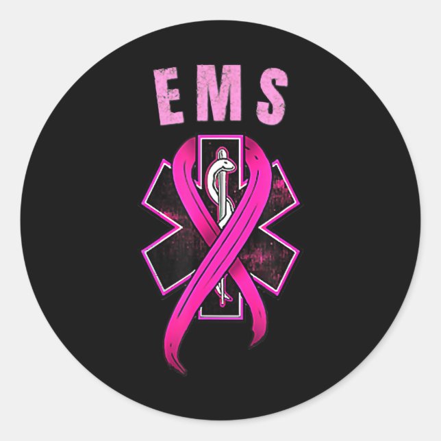EMS-Symbol für ein Kur-Brustkrebs-Bewusstsein rosa Runder Aufkleber (Vorderseite)