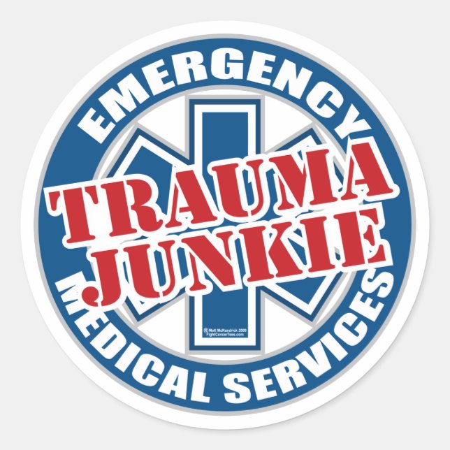 EMS Trauma Junkie Runder Aufkleber (Vorderseite)
