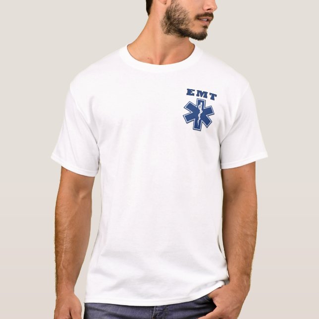 EMT blauer Stern des Lebens T-Shirt (Vorderseite)