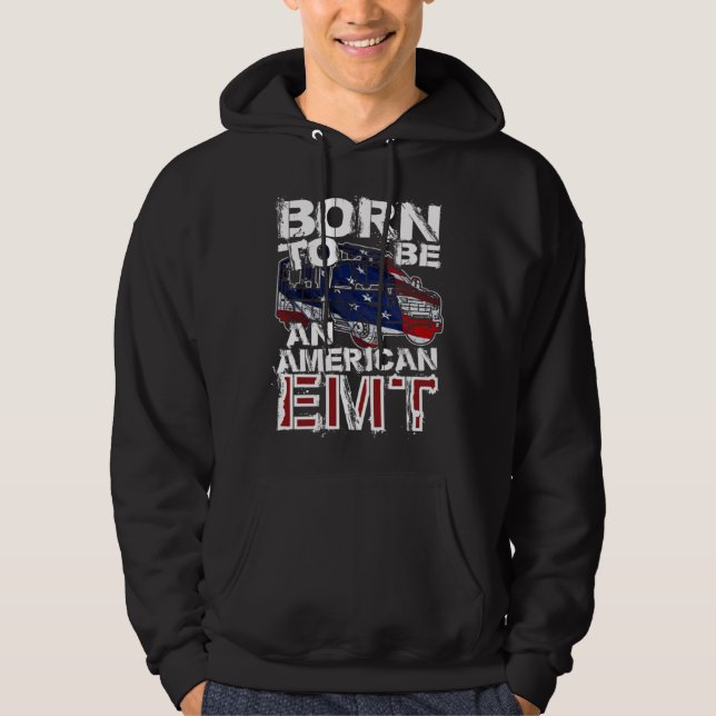 EMT Distressed American USA Flag For EMTs Hoodie (Vorderseite)