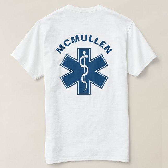 EMT EMS Paramedic Blue T-Shirt (Design Rückseite)