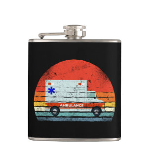 EMT EMS paramedizinischer Notfall Retro Sunset Amb Flachmann