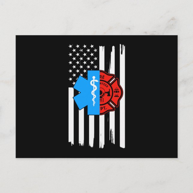 Emt Firefighter American Flag Distressed.Png Einladungspostkarte (Vorderseite)