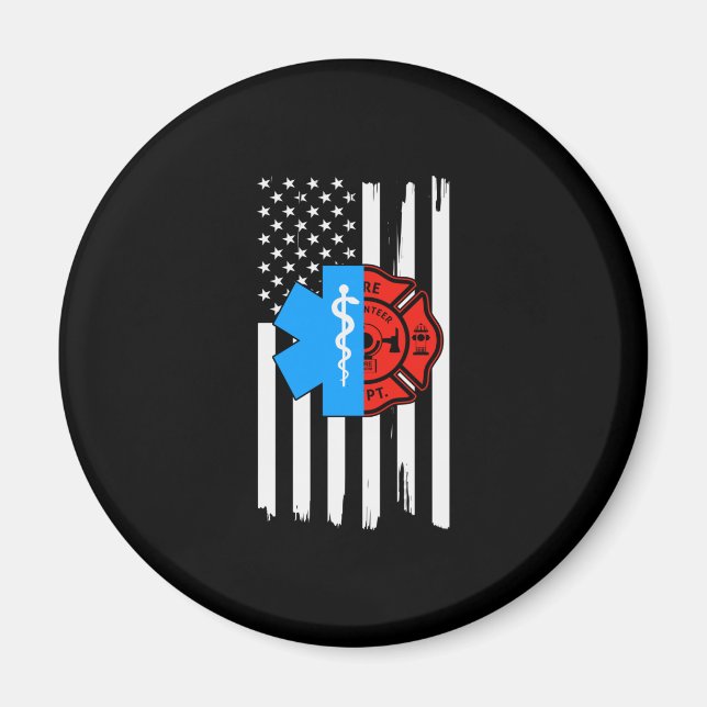 Emt Firefighter American Flag Distressed.Png Magnet (Vorne)