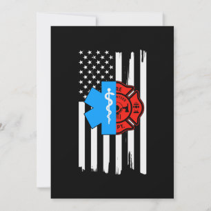 Emt Firefighter American Flag Distressed.Png Save The Date