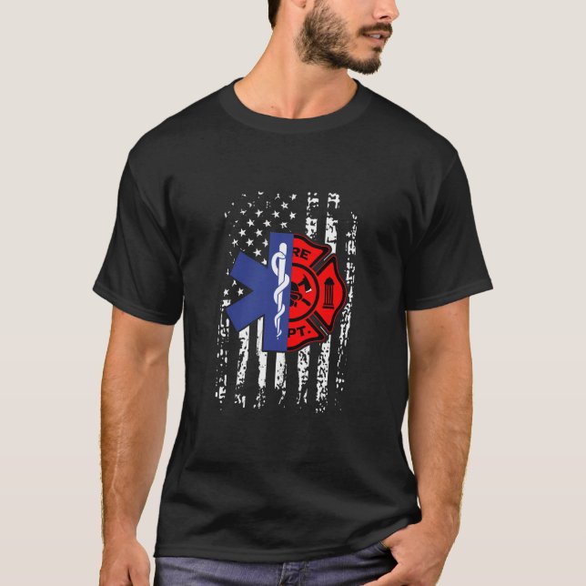 Emt Firefighter Shirt Firefighter American Flag BB (Vorderseite)