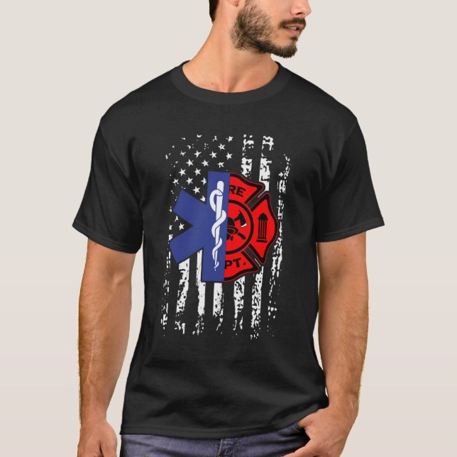 Emt Firefighter Shirt Firefighter American Flag BB (Vorderseite)