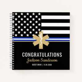 EMT First Responder Flag EMS Retirement Guest Book Notizbuch