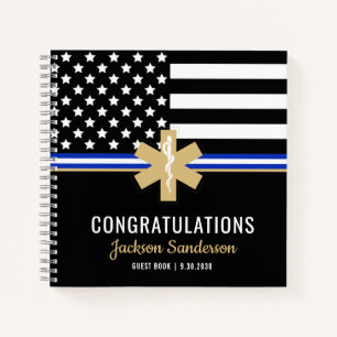 EMT First Responder Flag EMS Retirement Guest Book Notizbuch