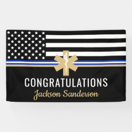 EMT First Responder White Line Flag EMS Retirement Banner