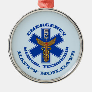 EMT Happy Holidays Silbernes Ornament
