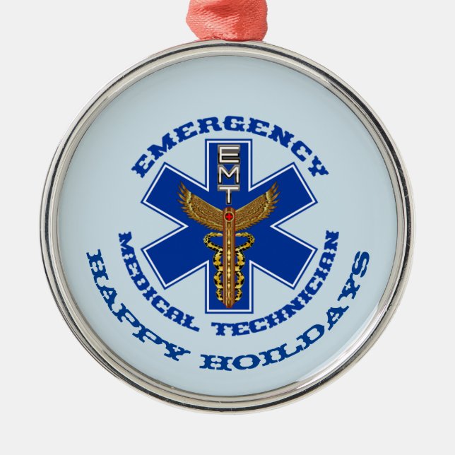 EMT Happy Holidays Silbernes Ornament (Vorne)