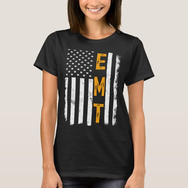 EMT Job American Flag Emergency Medical Technician T-Shirt (Vorderseite)