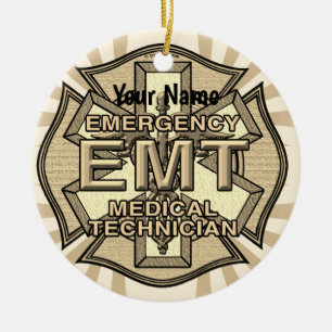 EMT Maltese Cross Keramik Ornament