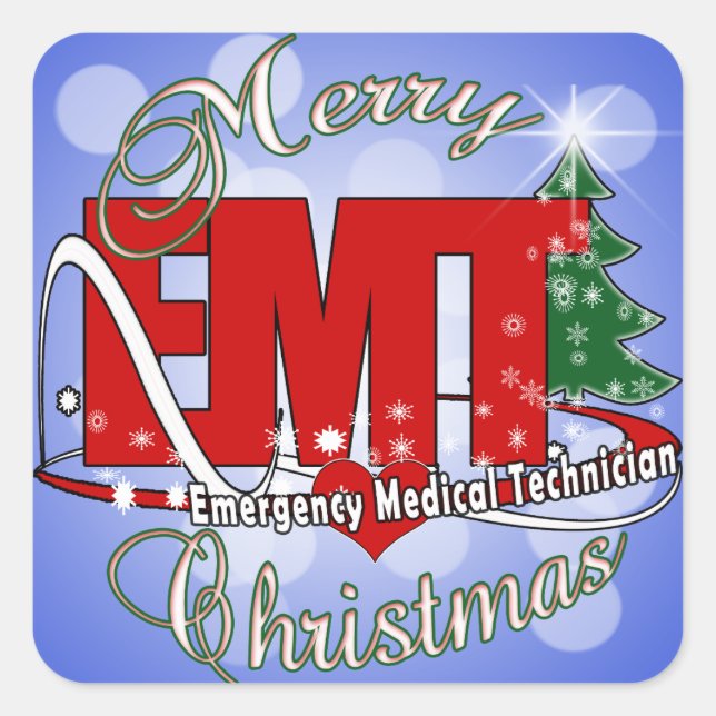 EMT Medizinischer Notfalltechniker CHRISTMAS Quadratischer Aufkleber (Vorderseite)