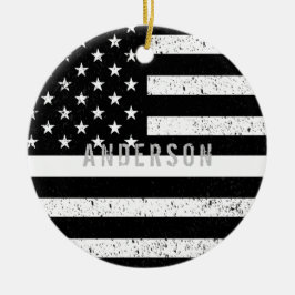 EMT Not leidende dünne weiße Linie mit Namen Keramik Ornament