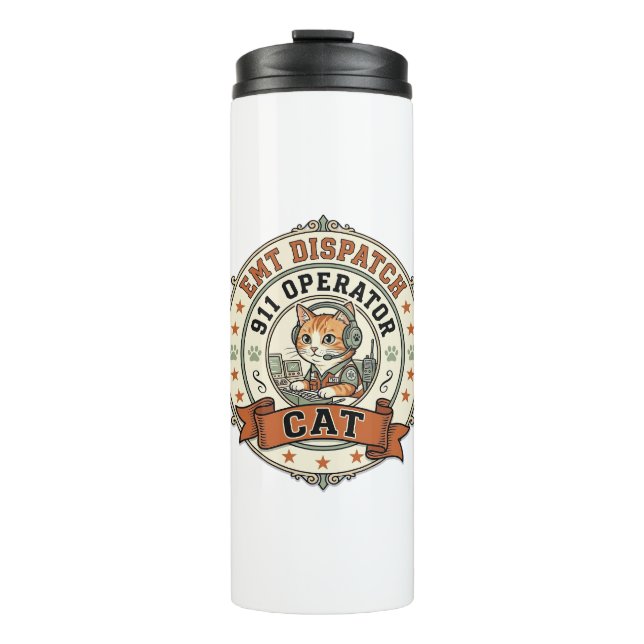 EMT-Notruf 911 Operator Katze EMT-Notruf 911 Ope Thermosbecher (Vorderseite)