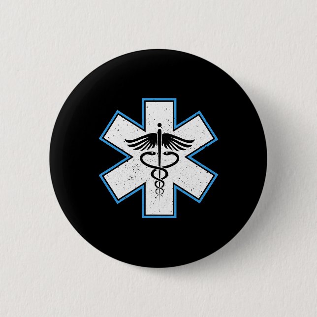 Emt Paramedic Star - Caduceus Ems First Responder Button (Vorderseite)