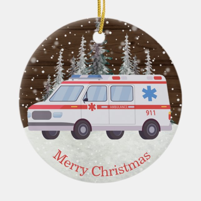 EMT Parmedic Ambulance Weihnachts-Keramik Ornament (Vorne)