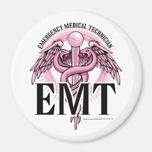 EMT rosa Caduceus Magnet