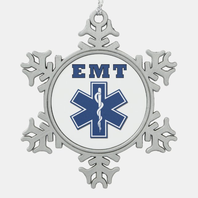 EMT Stern des Lebens Schneeflocken Zinn-Ornament (Vorderseite)