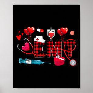 Emt Valentinstag Stethoskop Krankenpfleger Werkzeu Poster