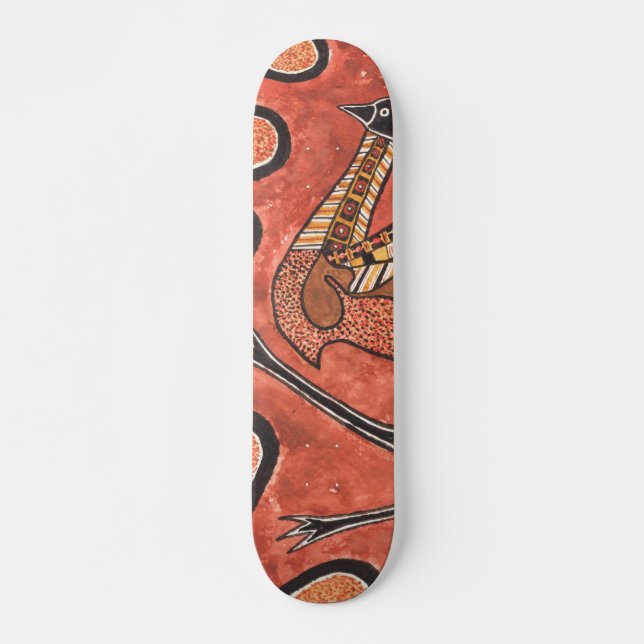 Emu - Aborigine-Inspirierte Kunstmalerei Skateboard (Vorne)