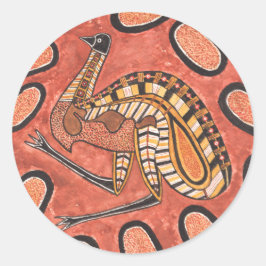 Emu Aborigine-Kunst Malerei Runder Aufkleber