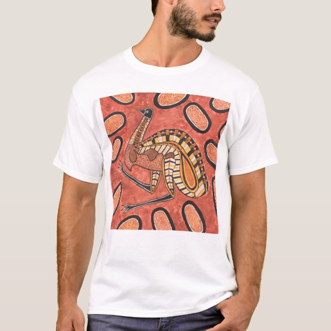 Emu Aborigine-Kunst Malerei T-Shirt (Vorderseite)